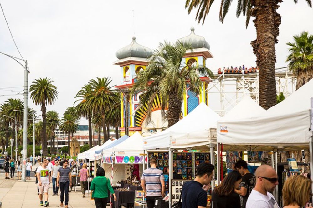 Outdoor view of St Kilda Esplanade Sunday Market