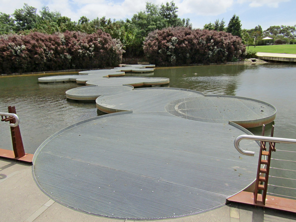 Lily pad bridge at Cranbourne Gardens, Melbourne gardens