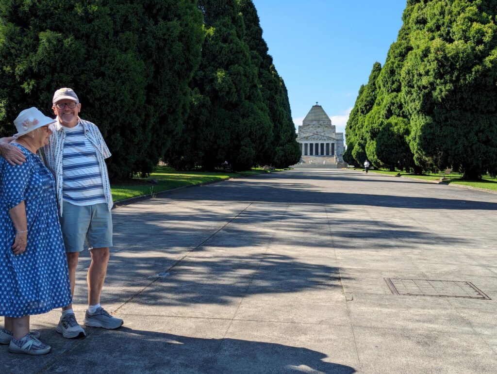 Terrie and Chris standing at the Shrine Reserve Promenade