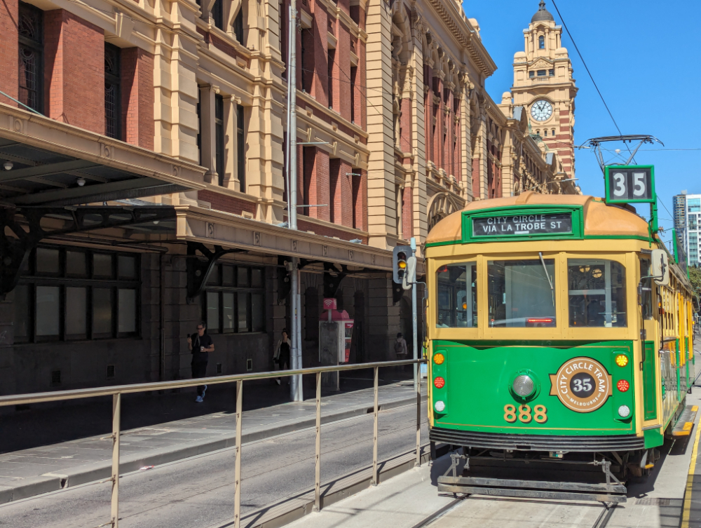 Outside the Melbourne free tram