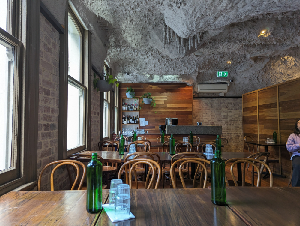 Upstairs dining tables at stalactites Melbourne
