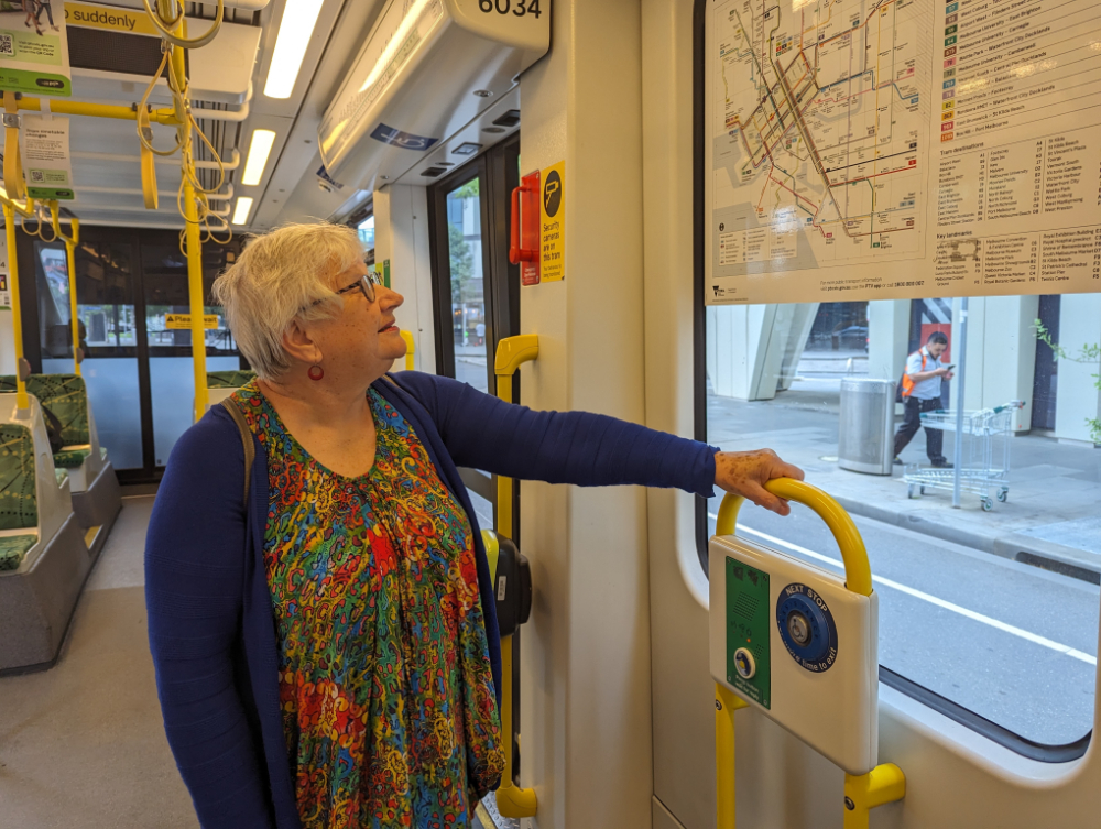 Traveling on a tram using seniors myki card