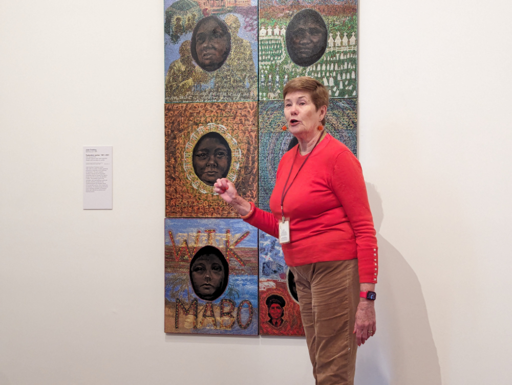 Tour guide speaking at The Ian Potter Centre NGV Australia 