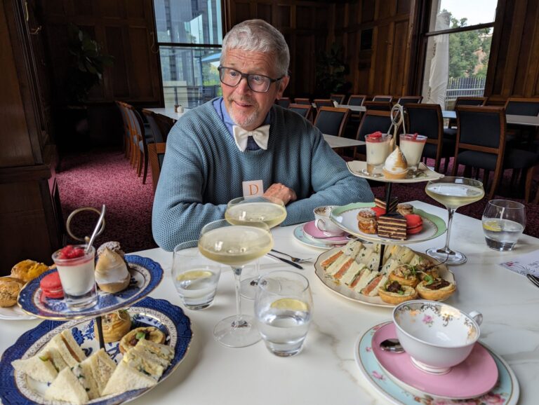 Chris enjoying his Victoria high tea