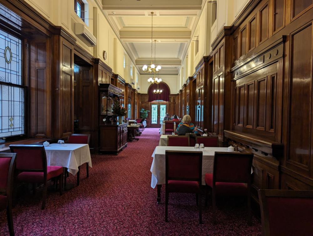 The delightful Strangers Corridor for our Victoria high tea