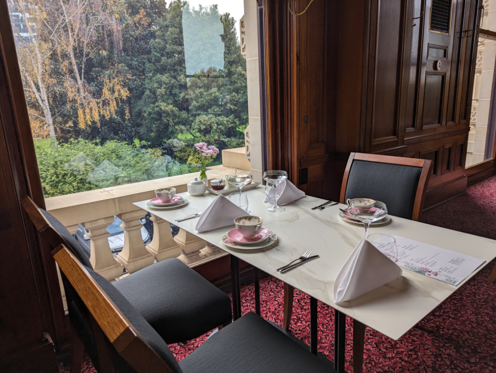 Seated beside the window for our Victoria high tea at Parliament House