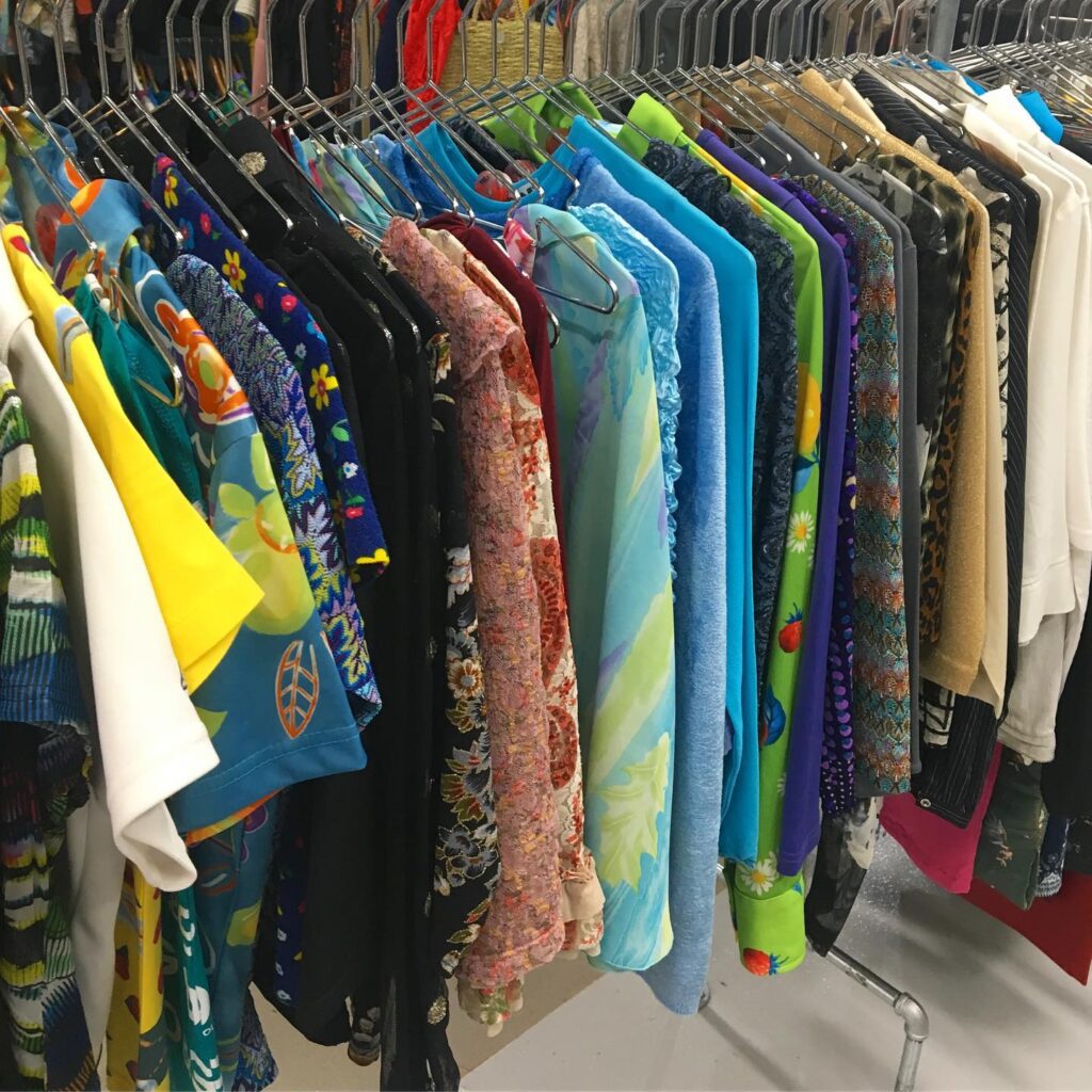 Colourful shirt rack at Lost and Found Market