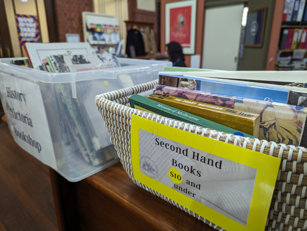 Tub of secondhand books on a'beckett street