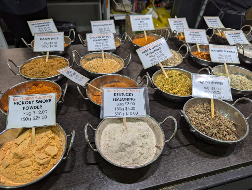 Spices for sale at Dandenong Market - Amy Gardner