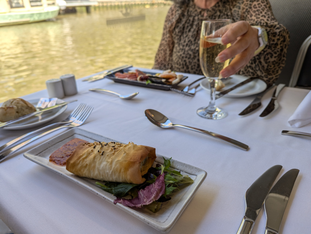 Roasted Ratatouille in Filo with Tomato Relish aboard Melbourne river cruises
