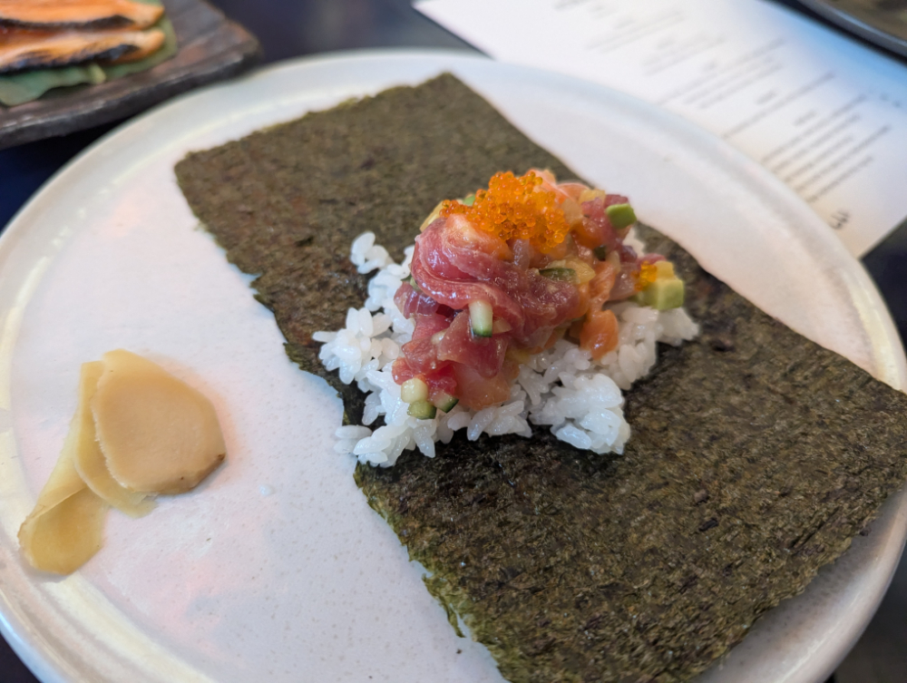 Incredibly tasty and crisp "roll it yourself" handroll, Robata Melbourne menu