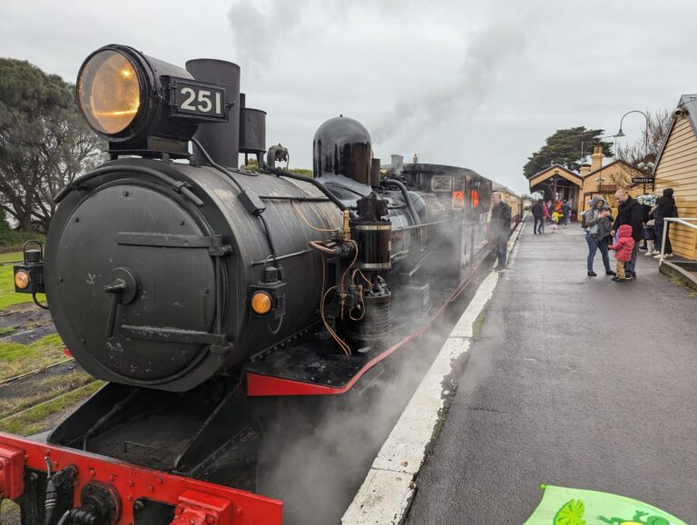 Bellarine Railway steam locomotive frontal view