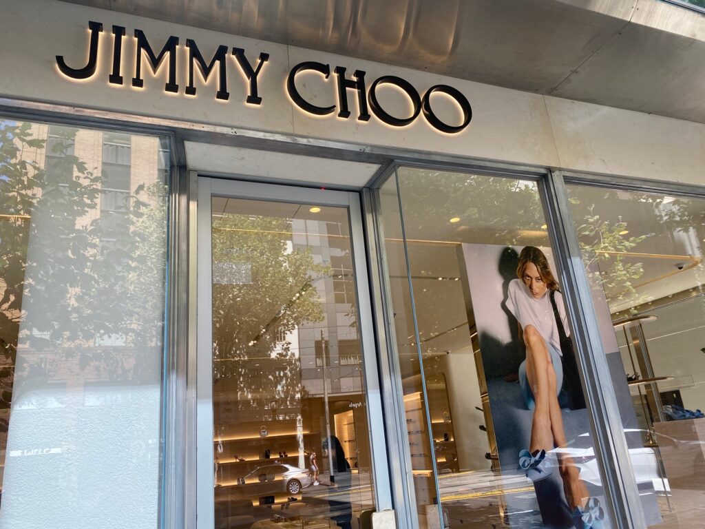 View of Melbourne style at Jimmy Choo window