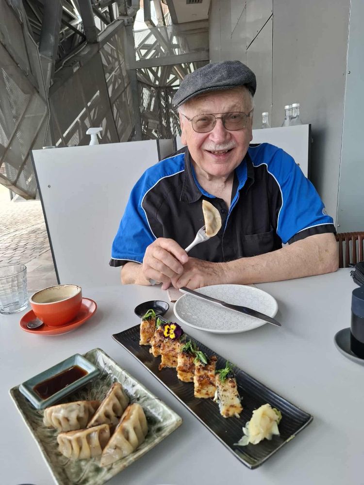 Enjoying a shared lunch selection at Chocolate Buddha