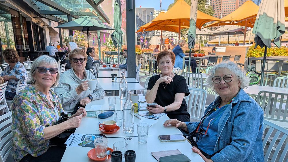 Enjoying a coffee at Federation Square